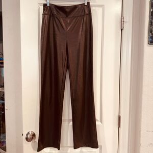 Meg & Margot Faux Leather Stretchy Brown Pants Trousers Size Small NWOT